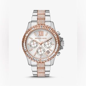 NWT Michael Kors Oversized Everest Pavé Two-Tone Watch